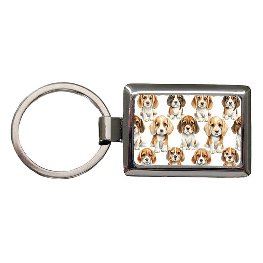 Adorable Puppies Dogs Rectangle Metal Keychain