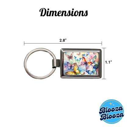 Beautiful Watercolor Colorful Butterflies Rectangle Metal Keychain