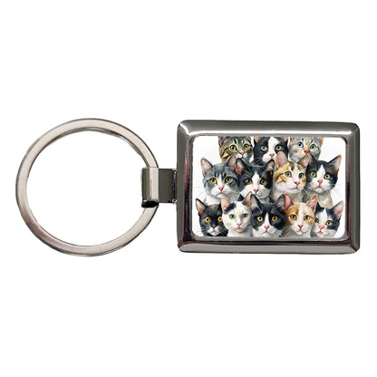 Bunch Of Sweet Cats Rectangle Metal Keychain