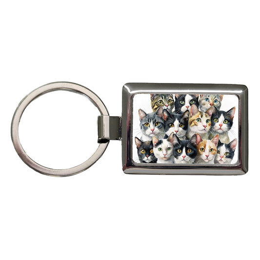 Bunch Of Sweet Cats Rectangle Metal Keychain