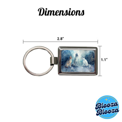 Cats In The Rain Rectangle Metal Keychain