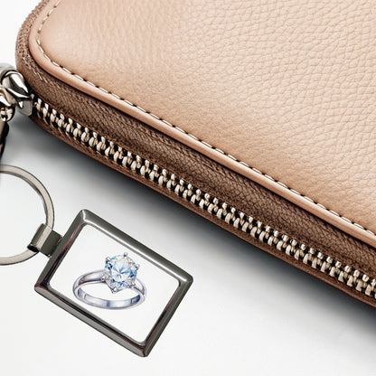 Diamond Ring Engagement Engaged Wedding Proposal Rectangle Metal Keychain