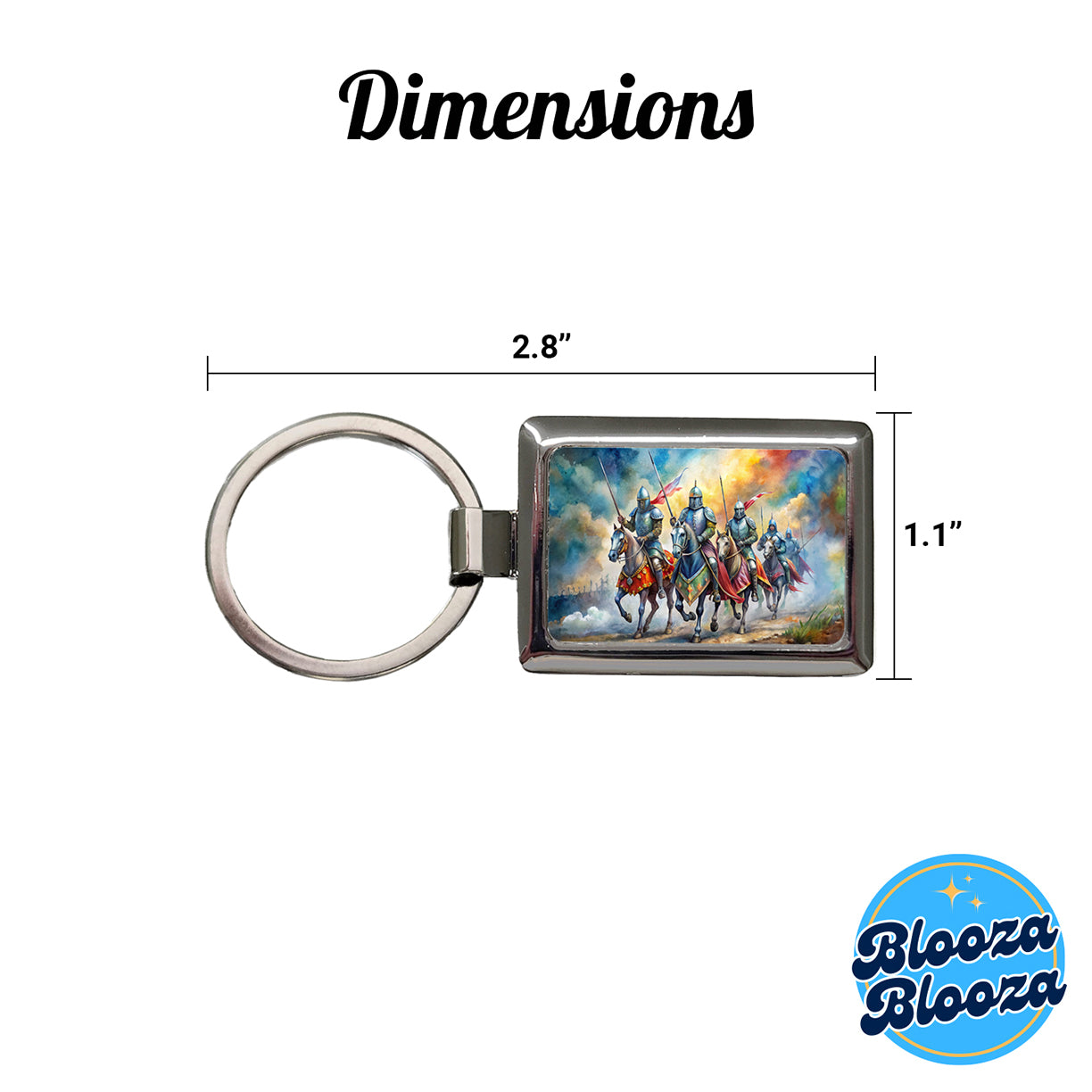 Fantasy Knights Riding To War Watercolor Rectangle Metal Keychain