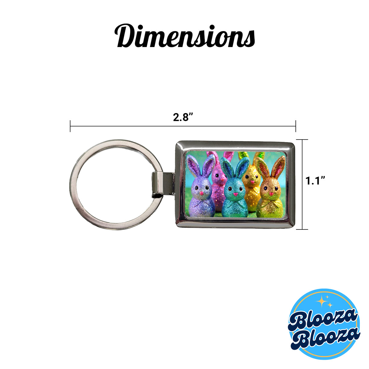 Glitter Easter Bunnies Rabbits Chocolate Rectangle Metal Keychain