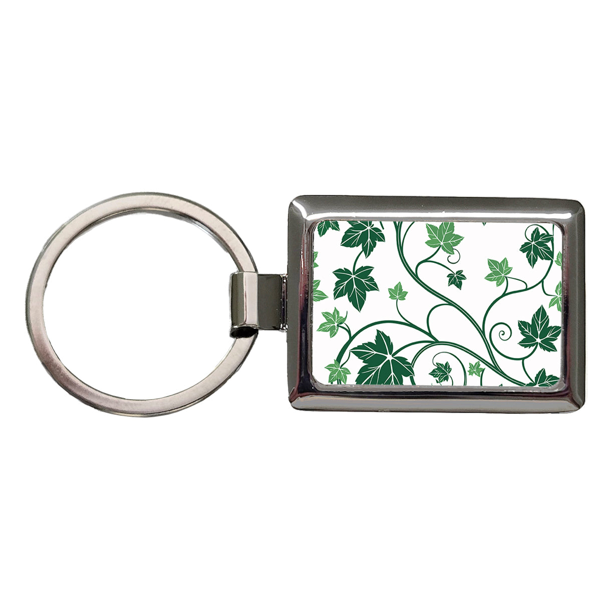 Green Ivy Vines Rectangle Metal Keychain