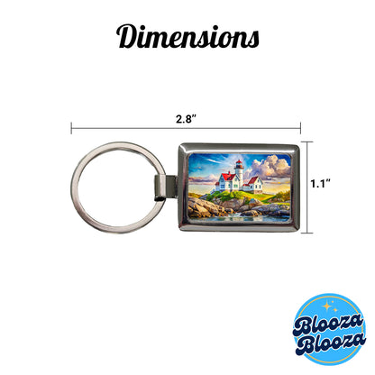 Lighthouse Like Nubble Lighthouse Maine Watercolor Rectangle Metal Keychain