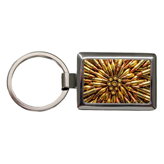 Lots Of Bullets Pattern Rectangle Metal Keychain