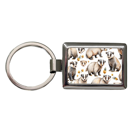 Lots Of Sweet Honey Badgers Rectangle Metal Keychain