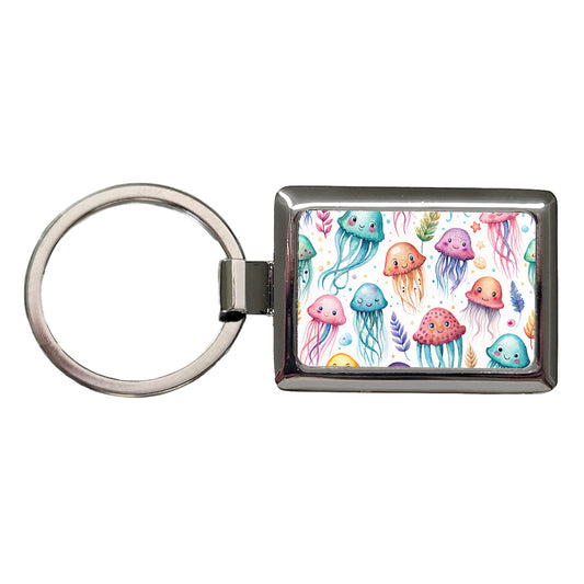 Lots Of Sweet Jellyfish Rectangle Metal Keychain