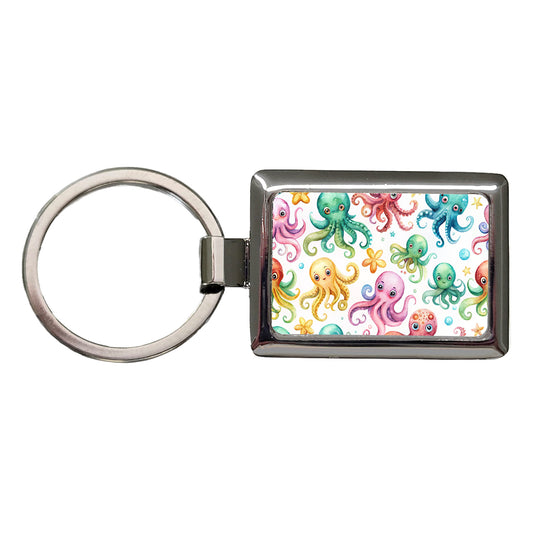 Lots Of Sweet Octopus Rectangle Metal Keychain
