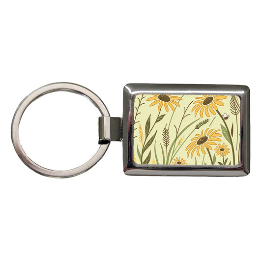 Lovely Sunflowers Rectangle Metal Keychain