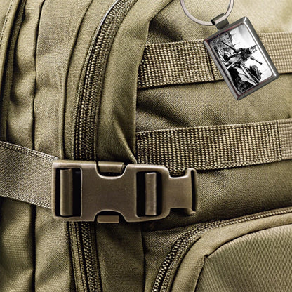 Military Resistance War Soldier Cat Retro Black And White Rectangle Metal Keychain