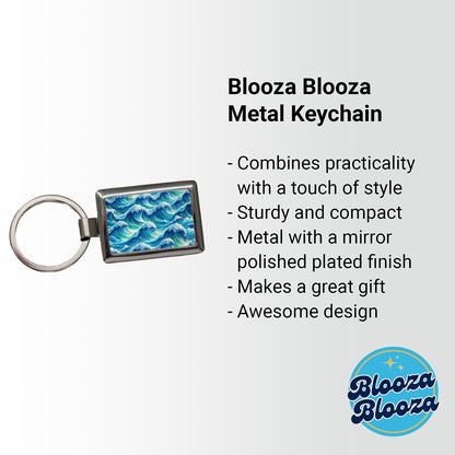 Ocean Waves Painting Rectangle Metal Keychain