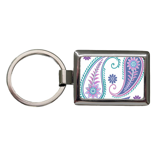 Pretty Paisley Rectangle Metal Keychain