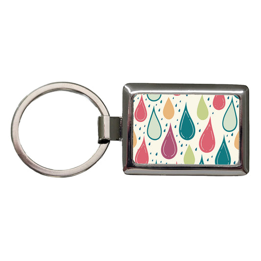 Rain Water Droplets Cute Rectangle Metal Keychain