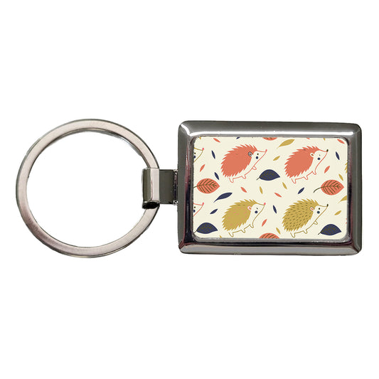 Scattered Hedgehogs Cute Rectangle Metal Keychain