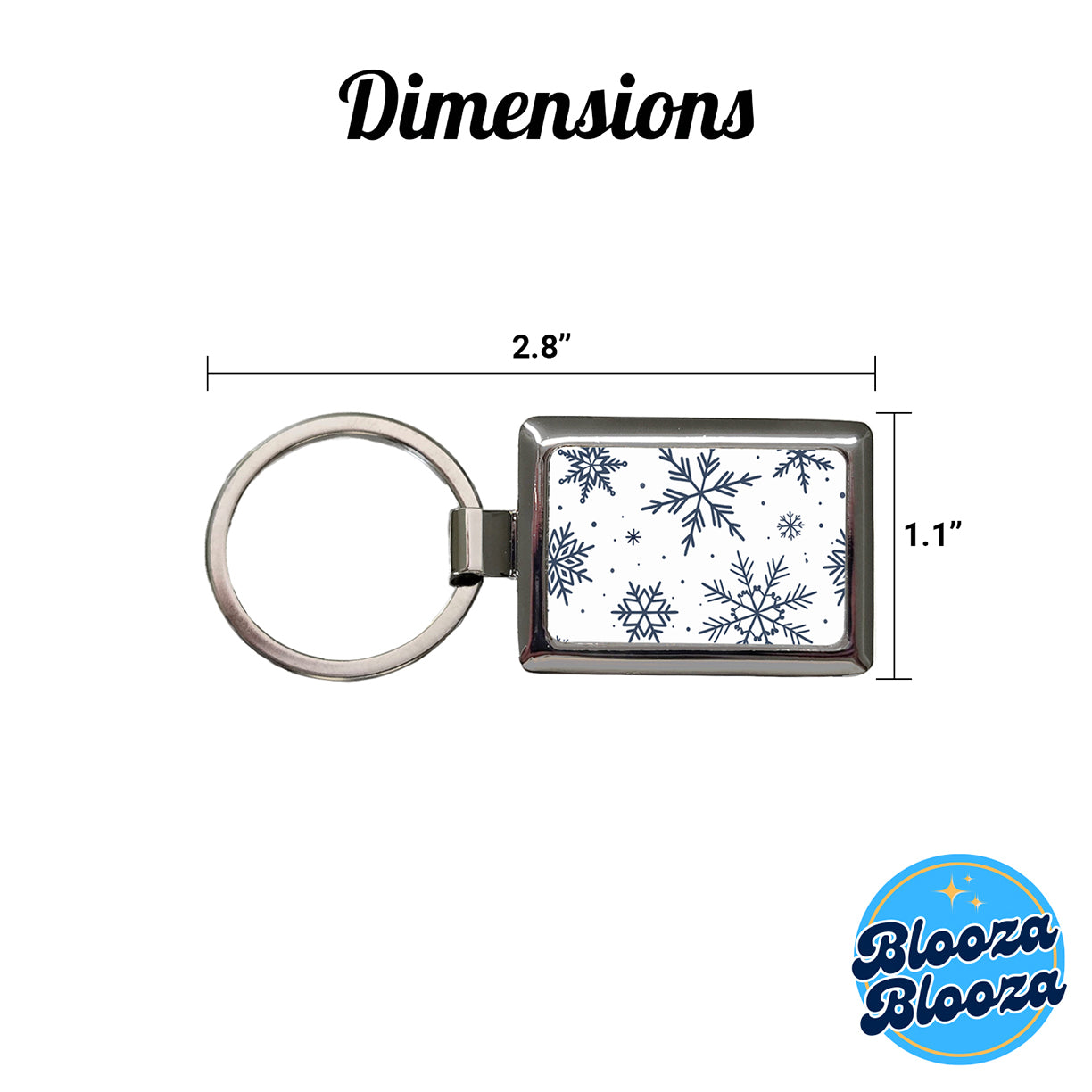 Scattered Snowflakes Winter Christmas Rectangle Metal Keychain