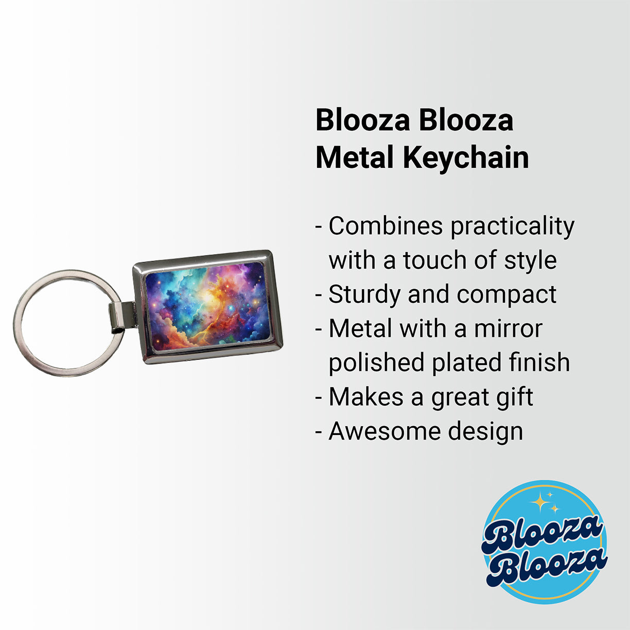 Sci-fi Fantasy Space Nebula Rainbow Watercolor Rectangle Metal Keychain