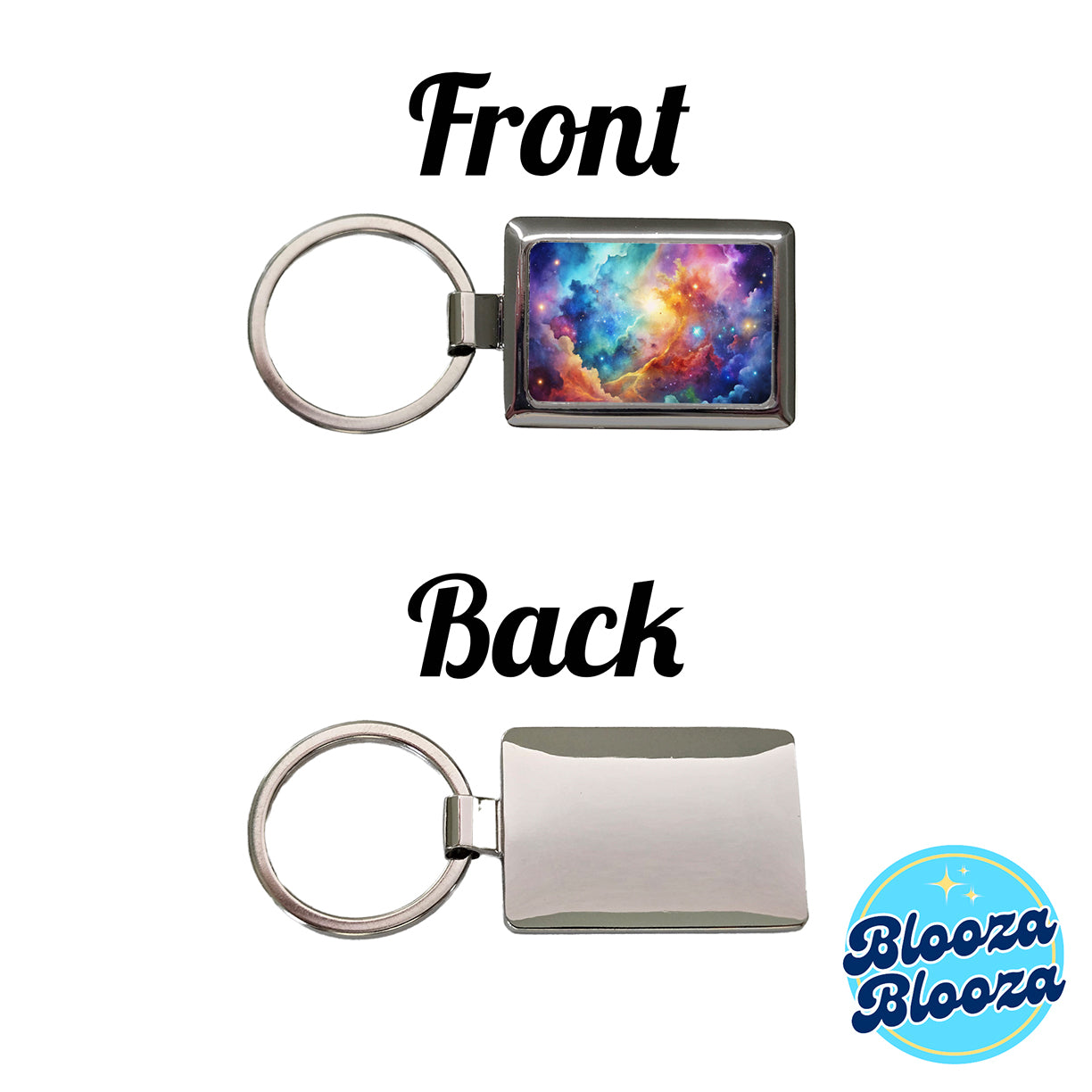 Sci-fi Fantasy Space Nebula Rainbow Watercolor Rectangle Metal Keychain
