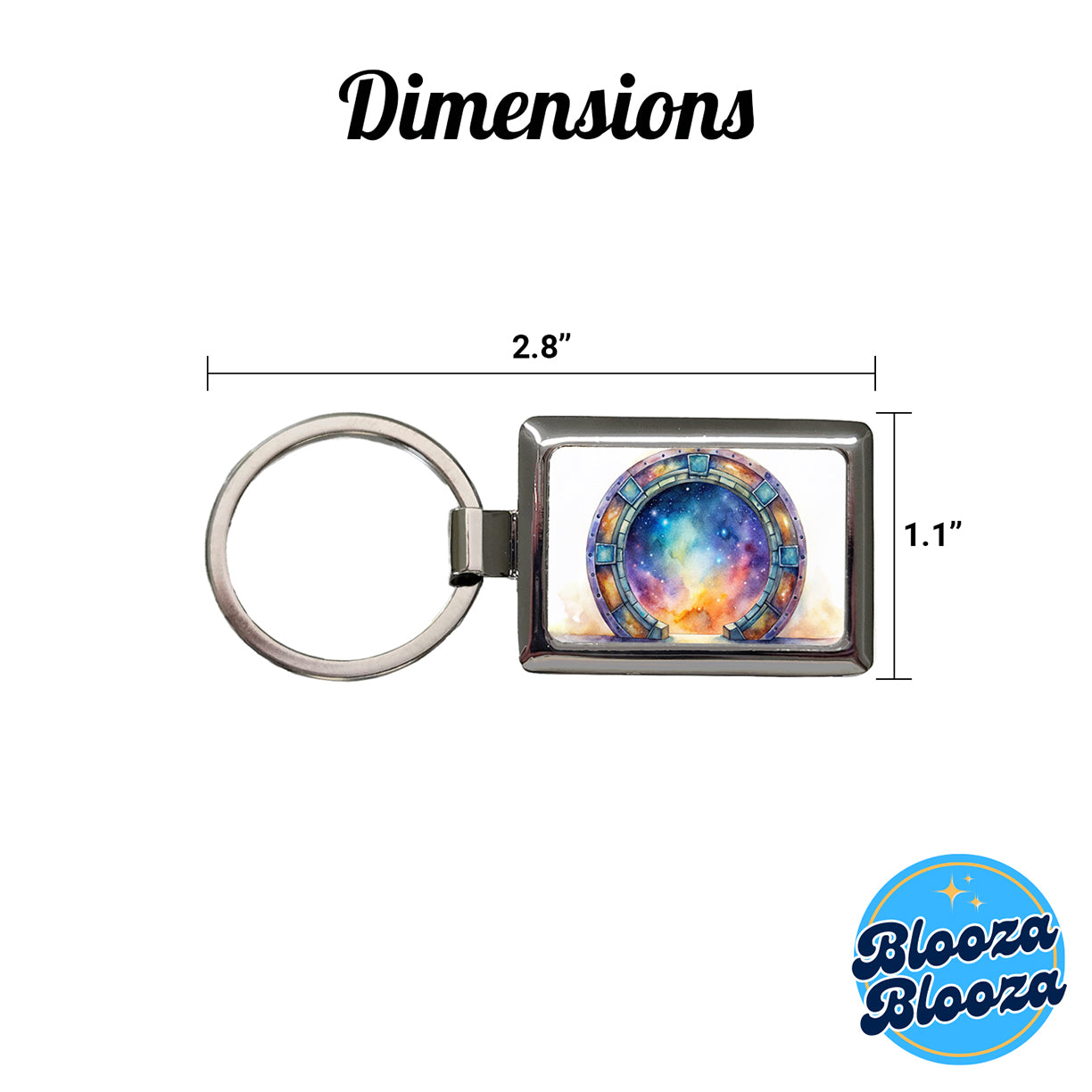 Sci-fi Gate Portal To The Stars Galaxies Watercolor Rectangle Metal Keychain