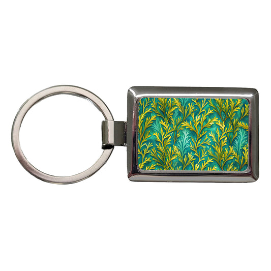 Seaweed Pattern Rectangle Metal Keychain