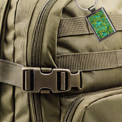 Seaweed Pattern Rectangle Metal Keychain