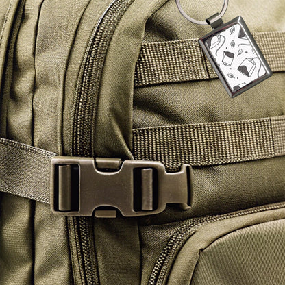 Spinning Tea Bags Rectangle Metal Keychain