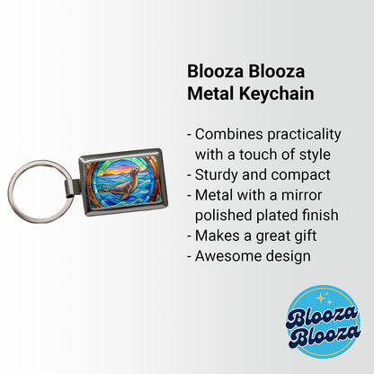 Stained Glass Seal In The Ocean Rectangle Metal Keychain