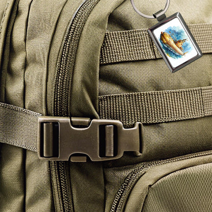 Steampunk Sci-fi Fantasy Retro Submarine Watercolor Rectangle Metal Keychain