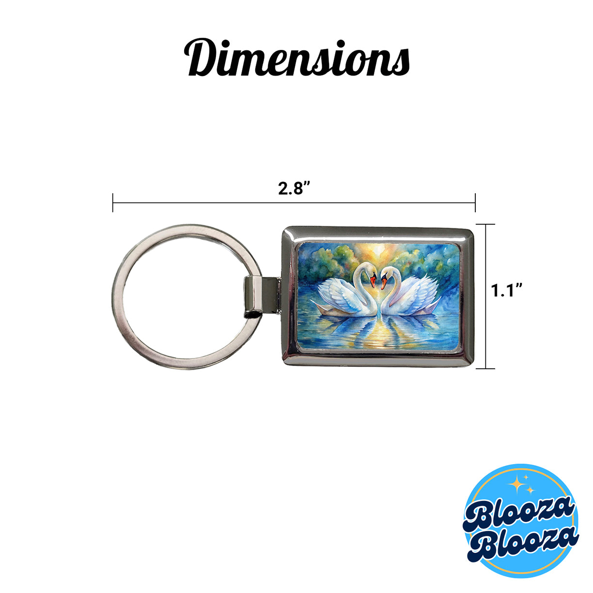 Swans In Love Valentine's Day Rectangle Metal Keychain