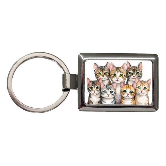 Sweet American Wirehair Cats Rectangle Metal Keychain