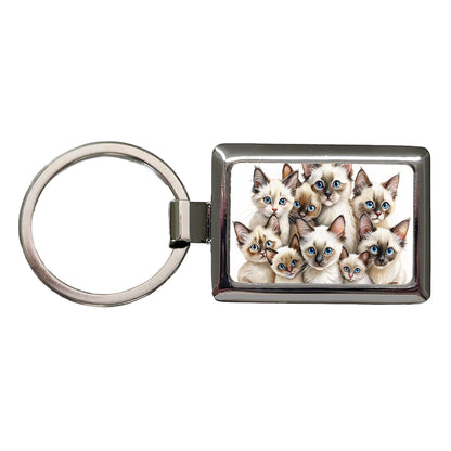 Sweet Balinese Cats Rectangle Metal Keychain