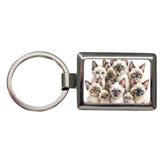 Sweet Balinese Cats Rectangle Metal Keychain