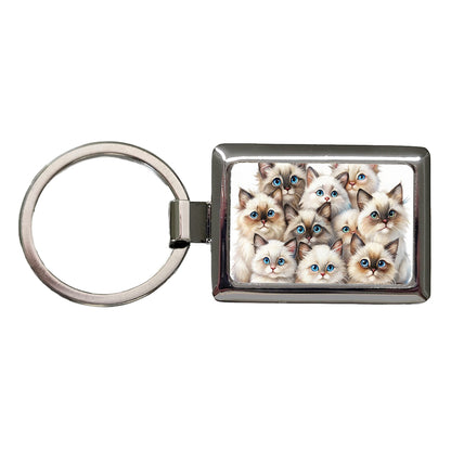 Sweet Birman Cats Rectangle Metal Keychain