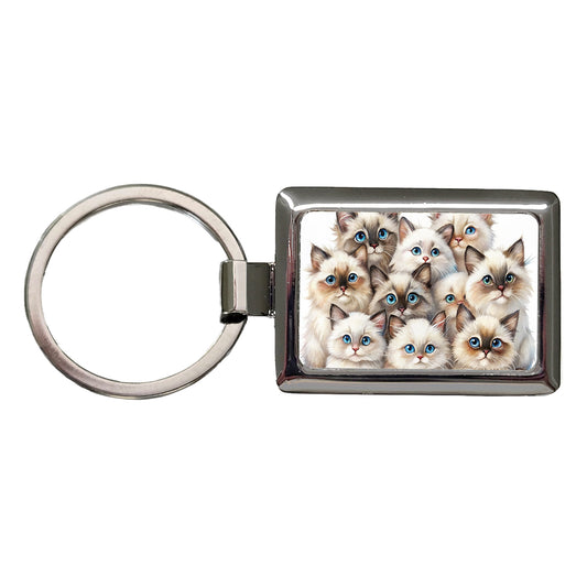 Sweet Birman Cats Rectangle Metal Keychain