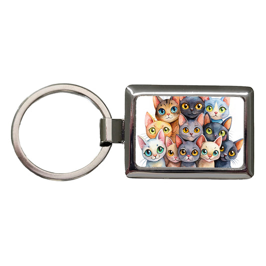 Sweet Bombay Cats Rectangle Metal Keychain