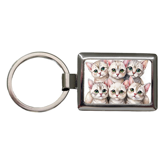 Sweet Burmilla Cats Rectangle Metal Keychain