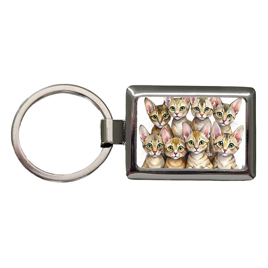 Sweet Chausie Cats Rectangle Metal Keychain