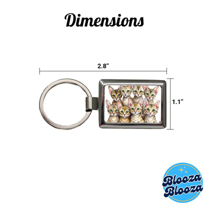 Sweet Chausie Cats Rectangle Metal Keychain