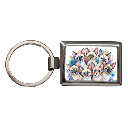 Sweet Colorpoint Shorthair Cats Rectangle Metal Keychain