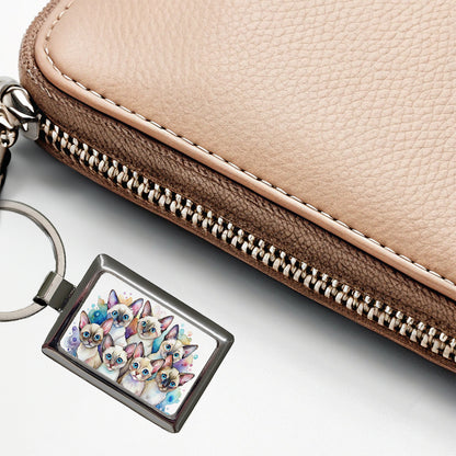 Sweet Colorpoint Shorthair Cats Rectangle Metal Keychain
