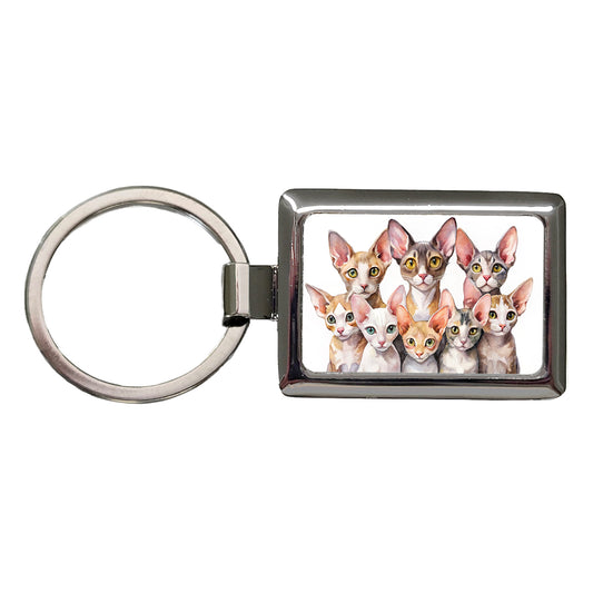 Sweet Cornish Rex Cats Rectangle Metal Keychain