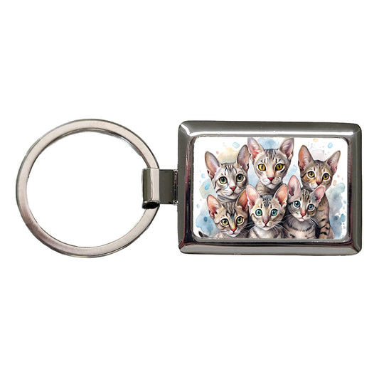 Sweet Egyptian Mau Cats Rectangle Metal Keychain