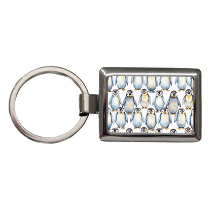 Sweet Emperor Penguins Rectangle Metal Keychain