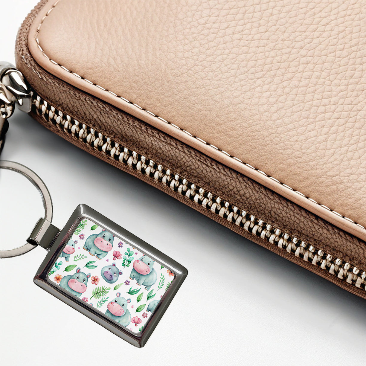 Sweet Hippos Rectangle Metal Keychain