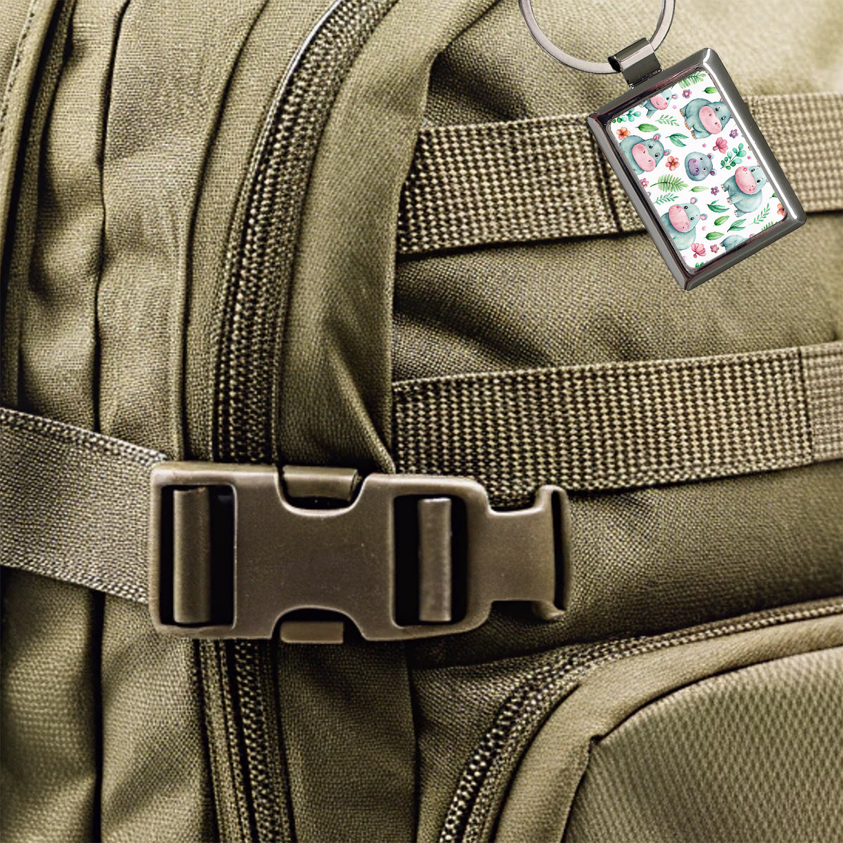 Sweet Hippos Rectangle Metal Keychain