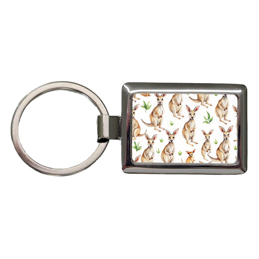 Sweet Kangaroos Rectangle Metal Keychain