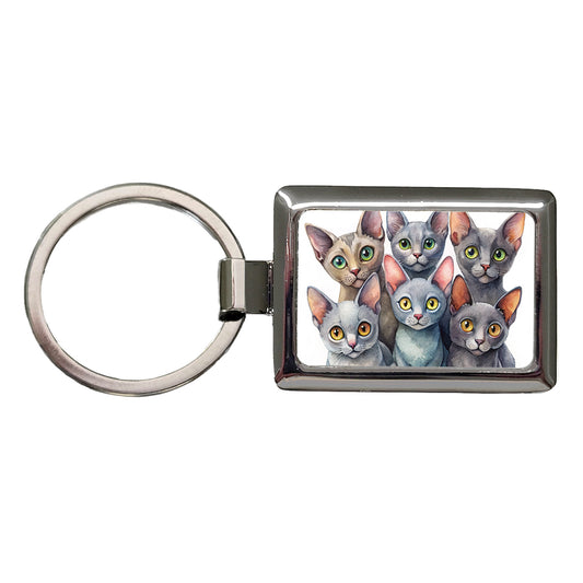 Sweet Korat Cats Rectangle Metal Keychain