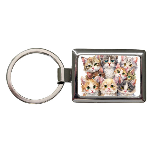 Sweet Laperm Cats Rectangle Metal Keychain