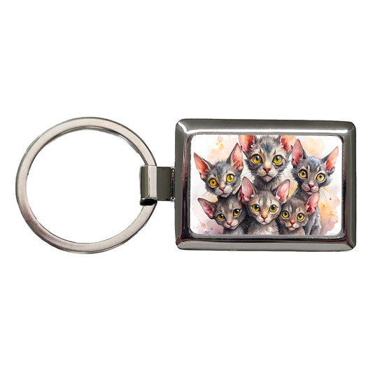 Sweet Lykoi Cats Rectangle Metal Keychain